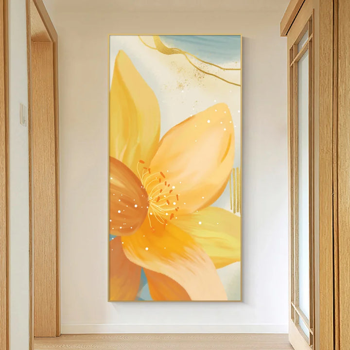 Stort Blomsterfarger Abstrakt Veggkunst Fine Art Lerret Utskrifter Oransje Gul Petal Blomster Plakater Bilder For Stue Hjem Dekor | Skanto