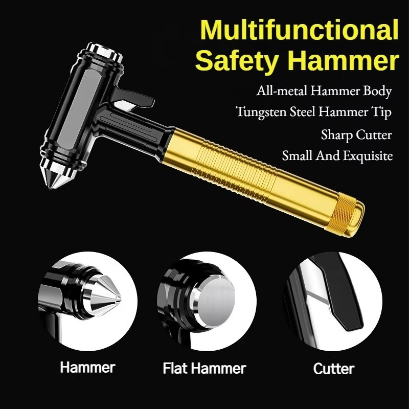 Ganzmetall-Sicherheitsfensterhammer for Autos – Notfall-Glasbrecher og Sicherheitsgurtschneider