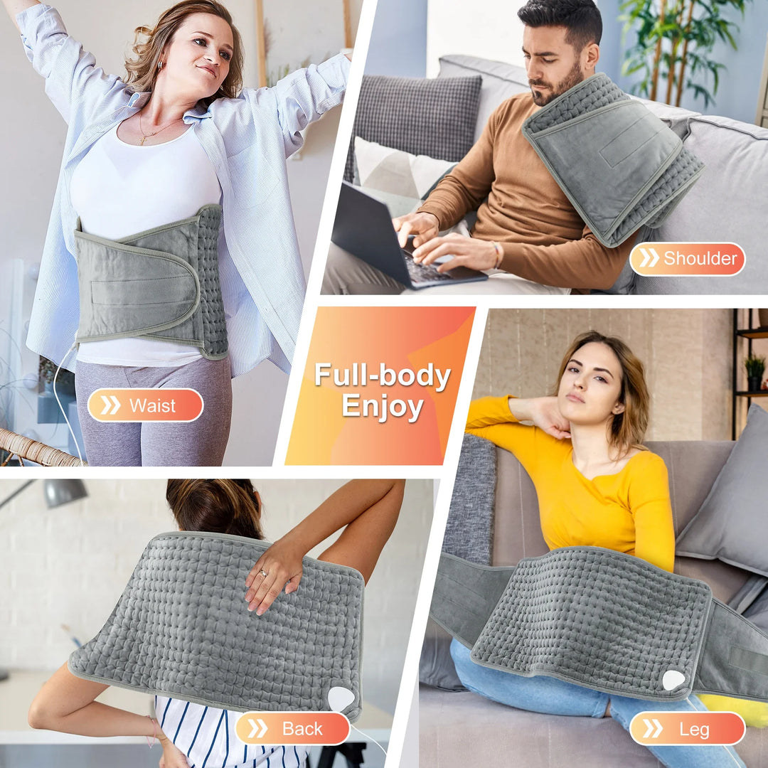 Skanto | ThermaEase Elektrisk Varmepute | Multifunksjonell Varmebelte for Rygg og Midje | 9 Temperaturnivåer og 4 Tidtakingsvalg