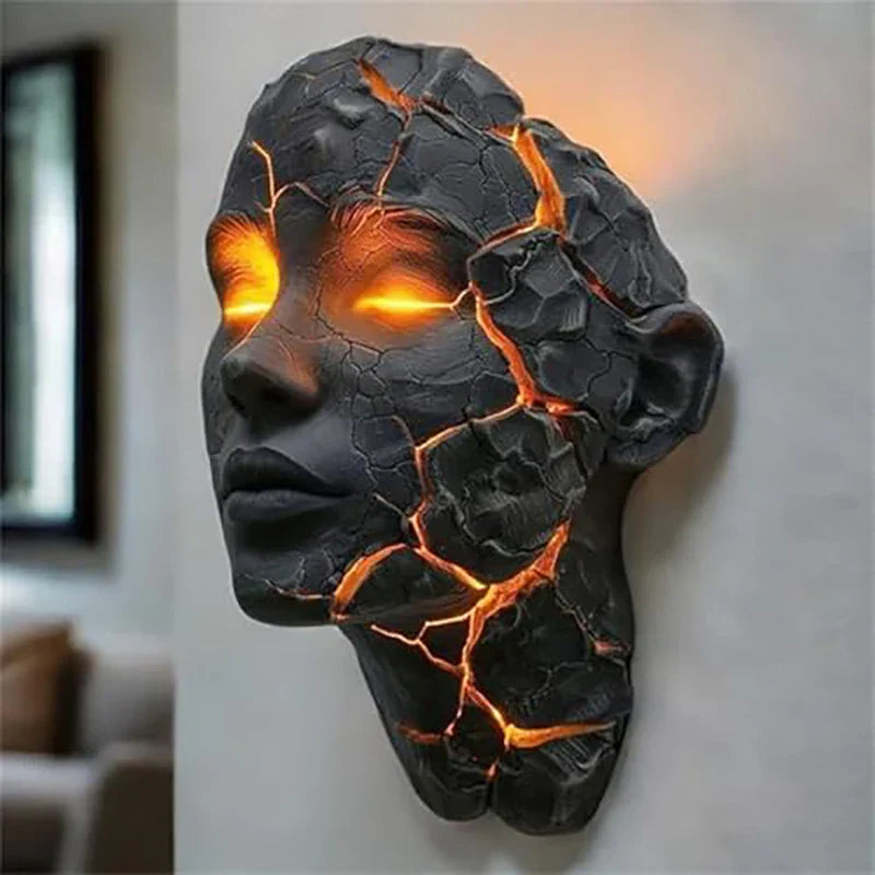 Vulkanisk Ansikt Lava Sprekk Veggkunstlampe | Skanto