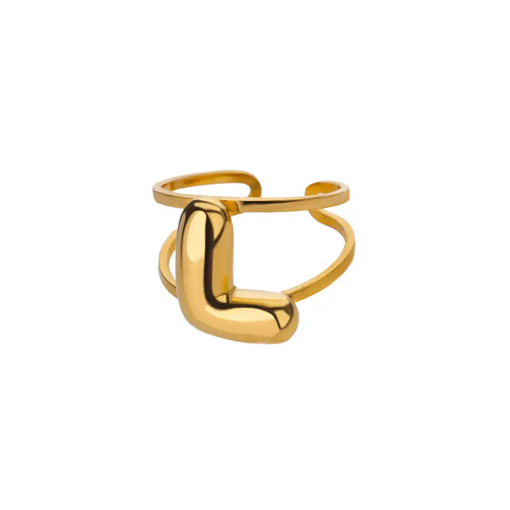 Skanto | Justerbar Åpen Bånd Boblebokstav Initial Ring