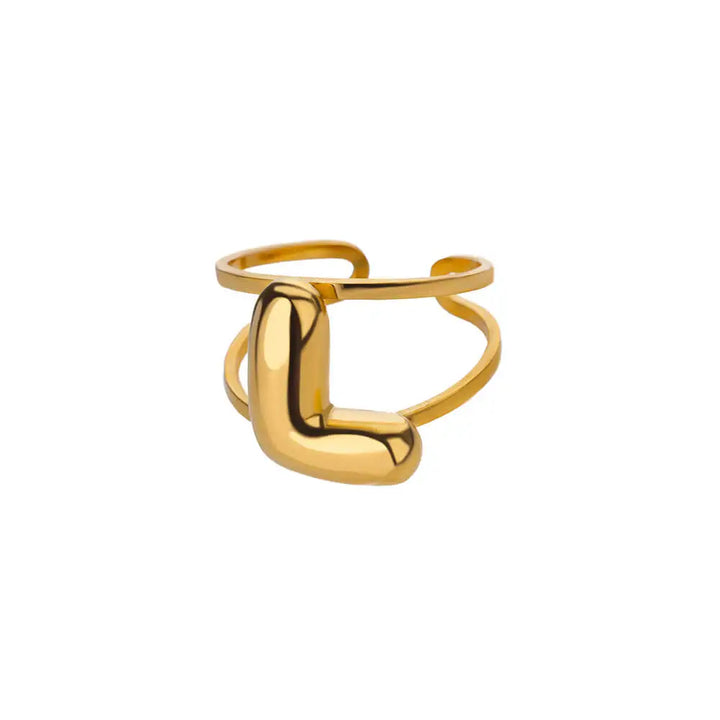 Skanto | Justerbar Åpen Bånd Boblebokstav Initial Ring