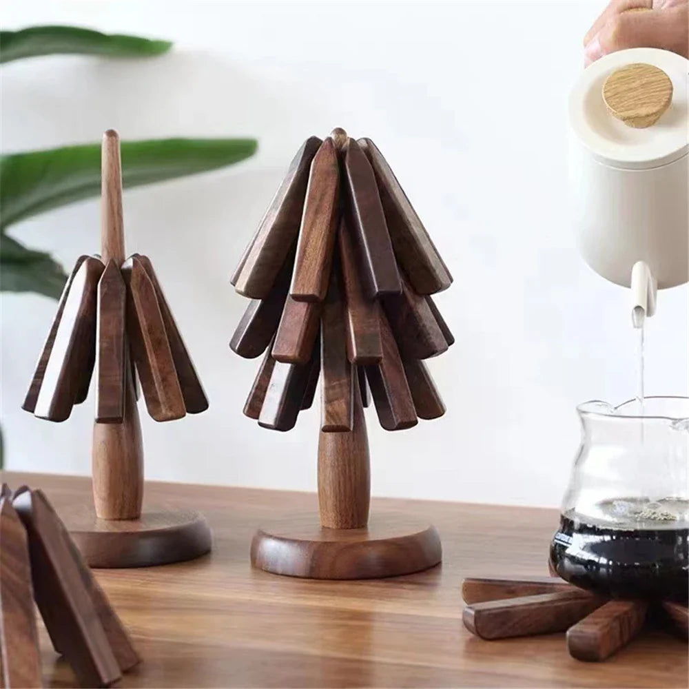 Skanto | Valnøtt Coaster Set - Beskytt overflatene dine med treformede coasters