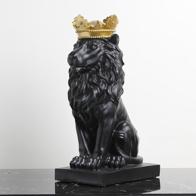 Skanto Tierfigurer Harz Krone Løve Statue håndlaget Kunstverk Gave Hjem Kontor Dekor Ornament Stue Skrivebord Hjem Dekor