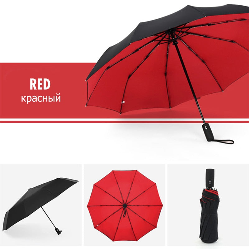 StormShield Automatik-Regenschirm – Windfester Regenschirm mit umgekehrtem Schließmechanismus