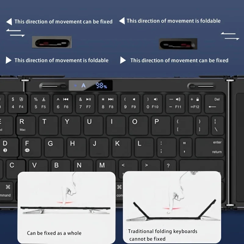 Skanto | Sammenleggbar RGB Trådløs Innebygd Touchpad Bakgrunnsbelyst Reisetastatur