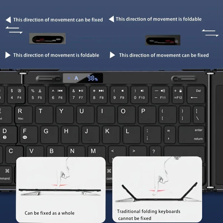 Skanto | Sammenleggbar RGB Trådløs Innebygd Touchpad Bakgrunnsbelyst Reisetastatur