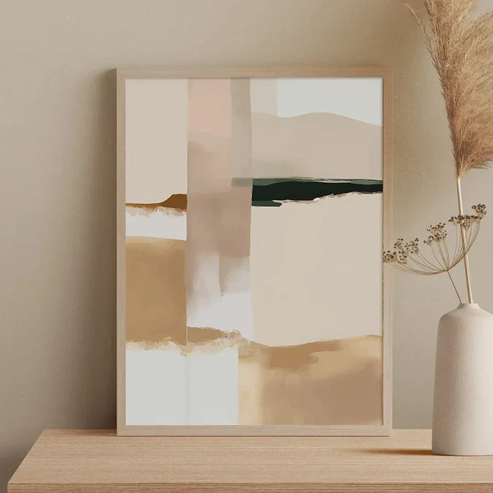 Nøytral Fargeblokk Beige Svart Veggkunst Fin Kunst Lerret Utskrifter Moderne Abstrakte Bilder For Stue Soverom Kunst Dekor | Skanto