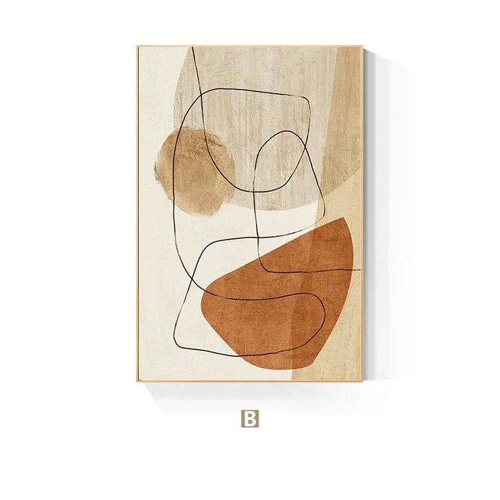 Skandinavisk Abstrakt Form Linje & Form Veggkunst Fine Art Lerretsutskrifter Nøytral Fargepalett Bilder For Moderne Stueinnredning | Skanto