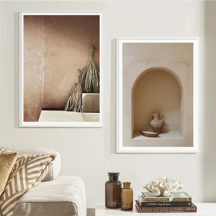 Nøytrale Farger Terracotta Stillebend Vase Veggkunst Finkunst Lerretstrykk Plakat Arkitektoniske Bilder For Moderne Stue Soverom Hjem Deko | Skanto