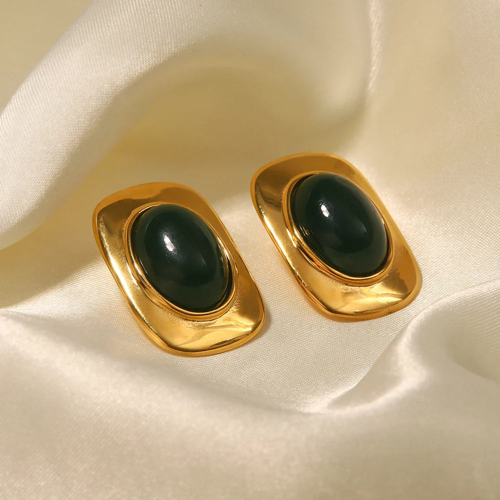 Skanto | 18k Grønn Oval Opal Rektangulære Øredobber
