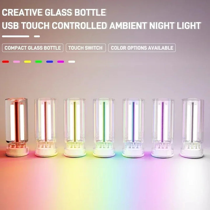 Skanto | LumiVase Ambient Light | Glass Bottle Design | Touch Dimmer | USB | 5 Farger