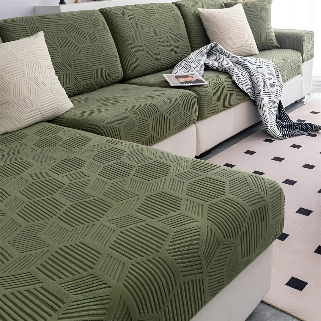 Jacquard sofabukser med geometrisk patruljemønster - mykt og dyreprint | Ideell for beskyttelse og koselige oppholdsrom