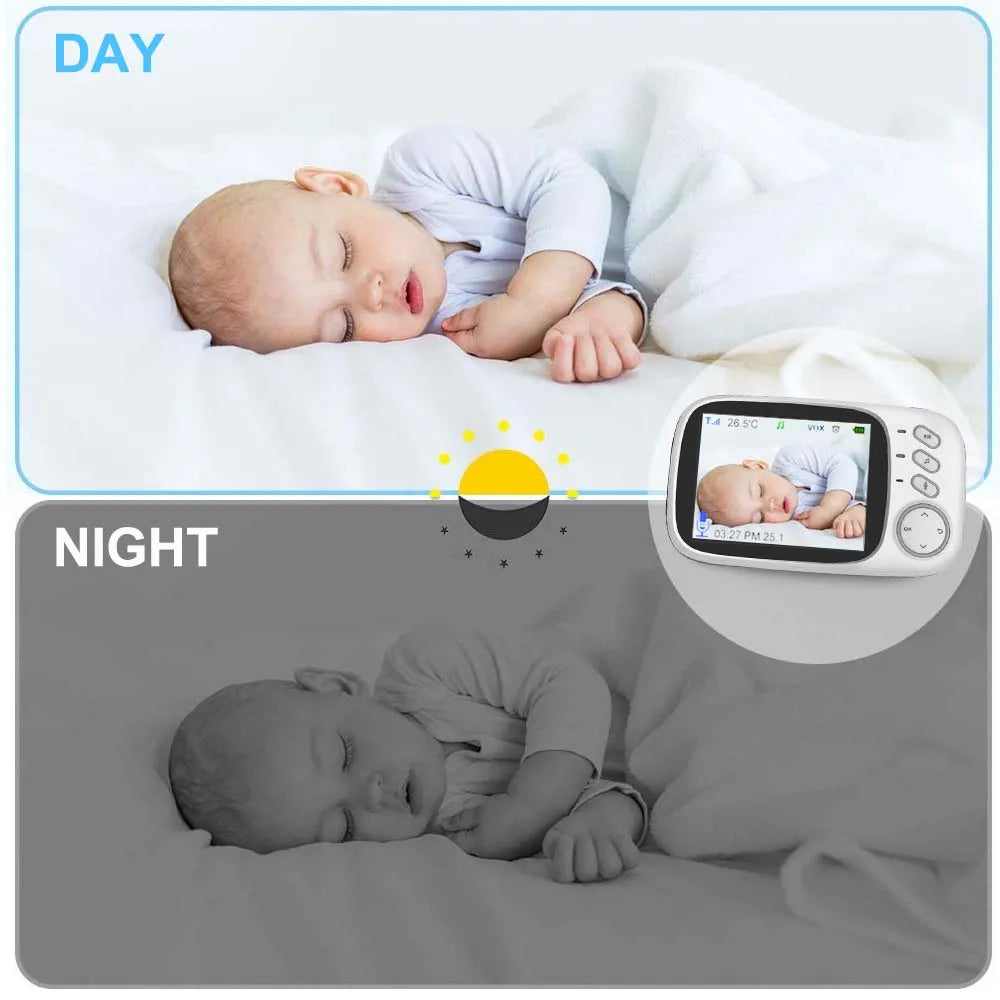 3,5-Zoll-Video-Babyphone with Nachtsicht, Temperaturanzeige og Zwei-Wege-Audio