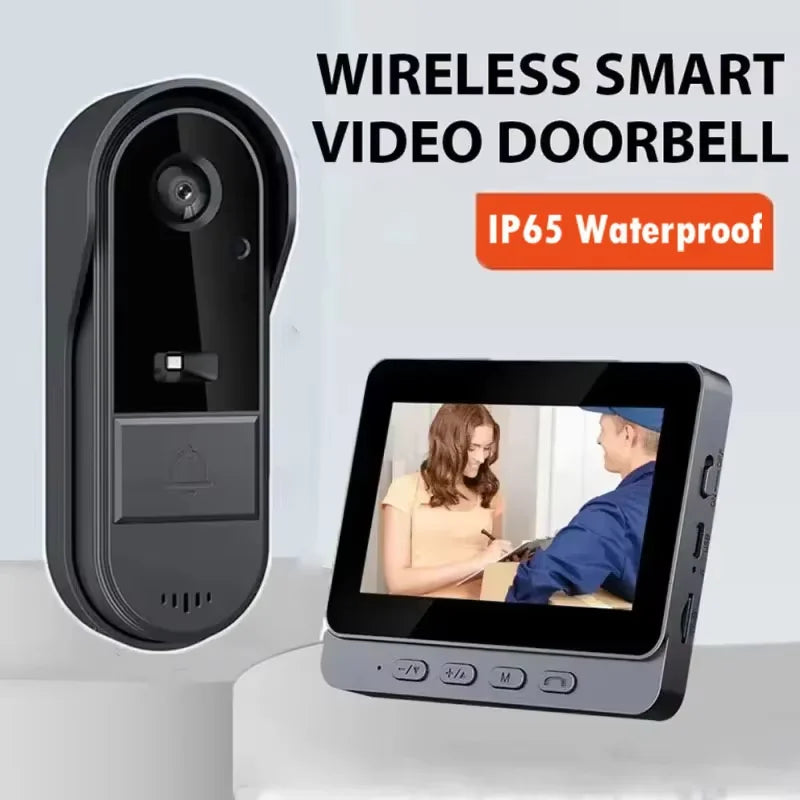 Skanto | Trådløs video dørklokke med intercom og nattsyn HD – 4,3” IPS-display, vanntett