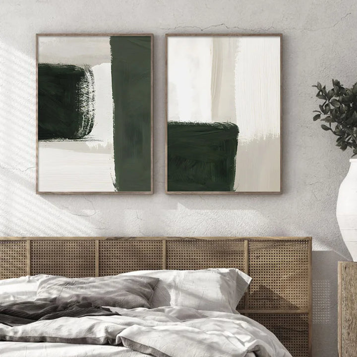 Moderne Abstrakt Grønn Beige Hvit Penselstrøk Lærret Utskrifter Nordisk Veggkunst For Moderne Stue Hjem Decor Kunstverk | Skanto