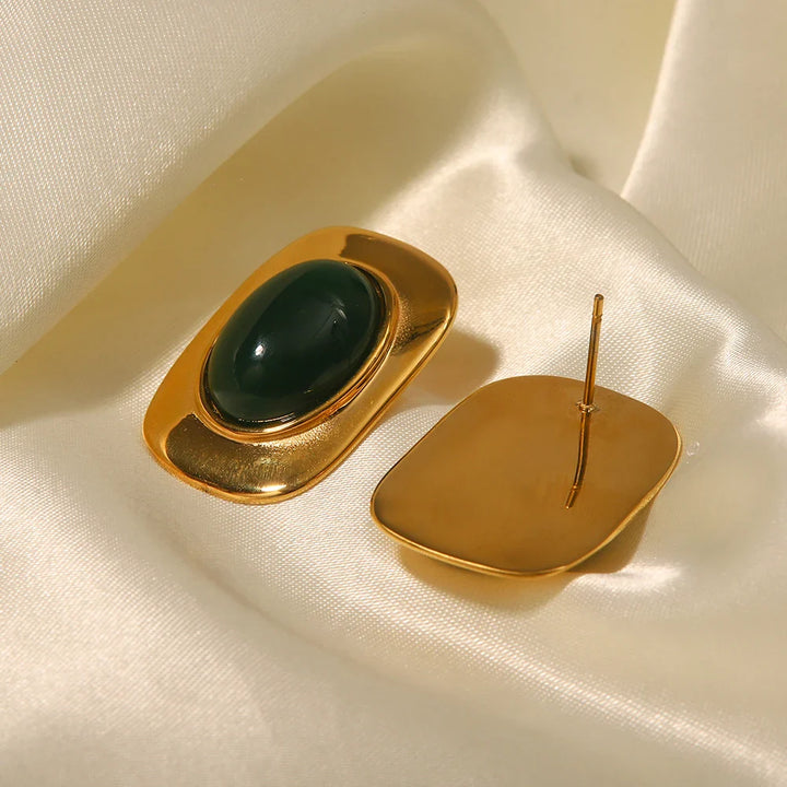 Skanto | 18k Grønn Oval Opal Rektangulære Øredobber