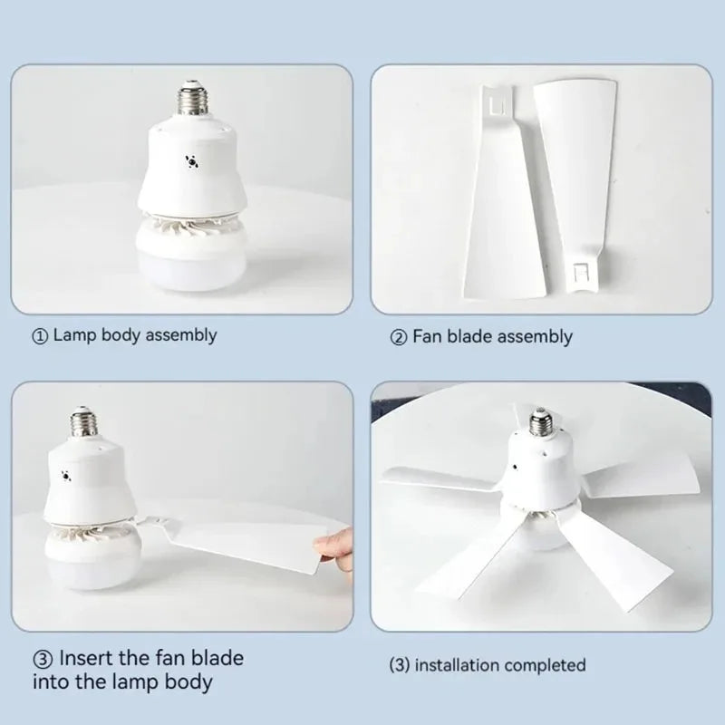 30W E27 Takvifte Lys med Fjernkontroll - LED Dimming Funksjon, Intelligent Stille Vifte for Soverom & Stue | Skanto