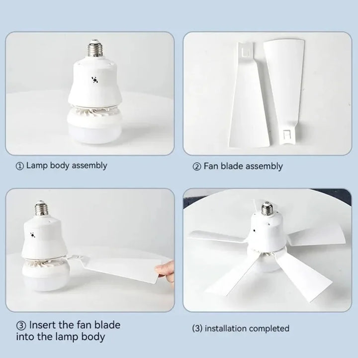 30W E27 Takvifte Lys med Fjernkontroll - LED Dimming Funksjon, Intelligent Stille Vifte for Soverom & Stue | Skanto