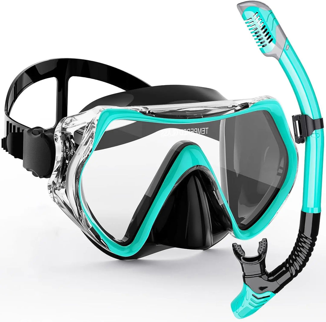 Skanto | AquaVision Snorkelmaske Sett for Voksne | Anti-dugg & Støtbestandig | Silikonramme & Tørrsnorkel | 180° Synsfelt
