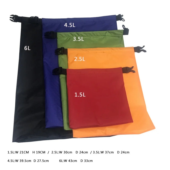 Skanto | Dry Bag Set Sealon | Vanntett & Sandfri | 5-delt sett (1,5L–6L) | For reise, strand & utendørs