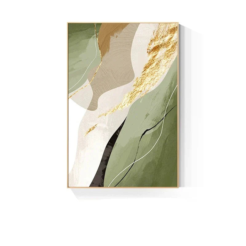 Jordfarger Nordisk Abstrakt Geomorfisk Veggkunst Fine Art Lerretstrykk Grønn Brun Beige Orange Bilder For Stue Spisestue Dekor | Skanto