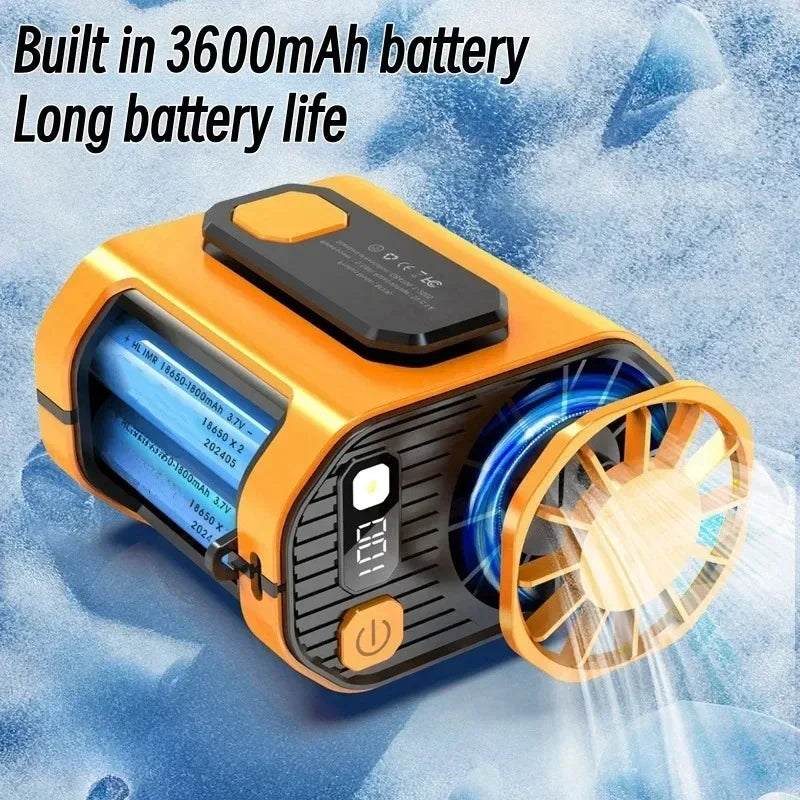 20000mAh Bærbar Livremvifte - Sterk Vind Hengende Nakkevifte med Strømbank og LED-belysning for Utendørs Sport og Arbeid | Skanto