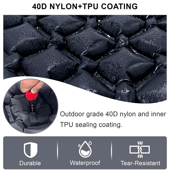 Skanto | Ultra-comfort oppblåsbar campingmadrass med integrert pute og pumpe