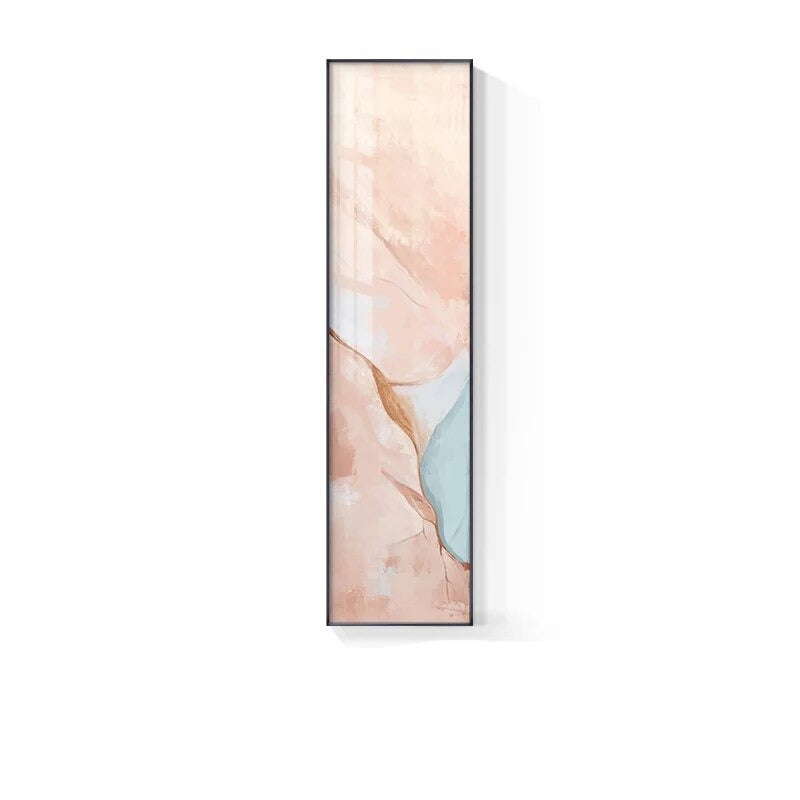 Marmortrykk Abstrakt Vertikal Format Veggkunst Blå Pastell Rosa Bilder For Moderne Stue Soverom Entréhall Veggdekor | Skanto
