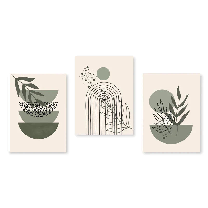 Sett med 3 stk Moderne Abstrakt Bohemsk Minimalistisk Geometrisk Veggkunst Fine Art Lerret Utskrifter Plakater Bilder For Stue Dekor | Skanto