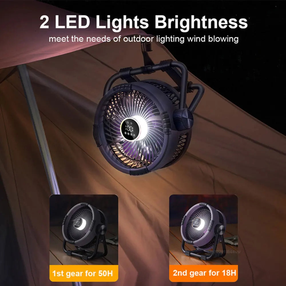 Campingvifte med 20 000mAh batteri, LED-lys og fjernkontroll – WindMate | Skanto