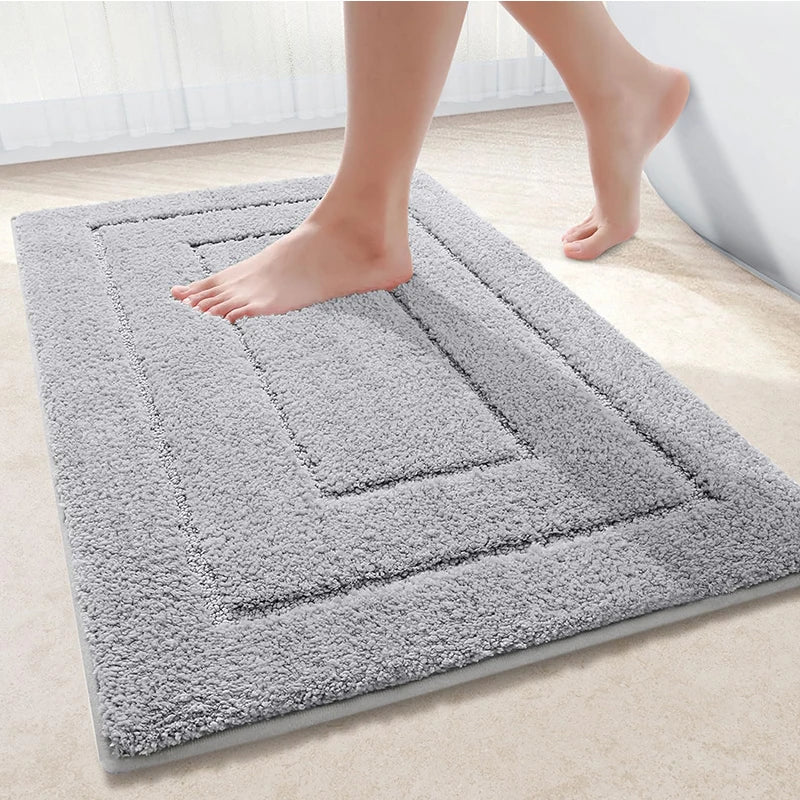 Baderomsmatte Mikrofiber Anti-Sklipp – Dobbeltlag Badmatte | Svært Absorberende & Myk | Komfort Dørmatte | Skanto