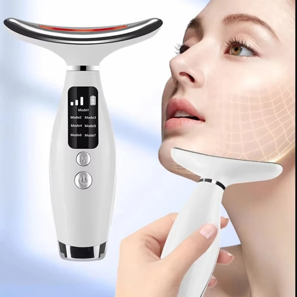 Nacken- og Gesichtsstraffungs-Massagegerät med LED-terapi og vibrasjon