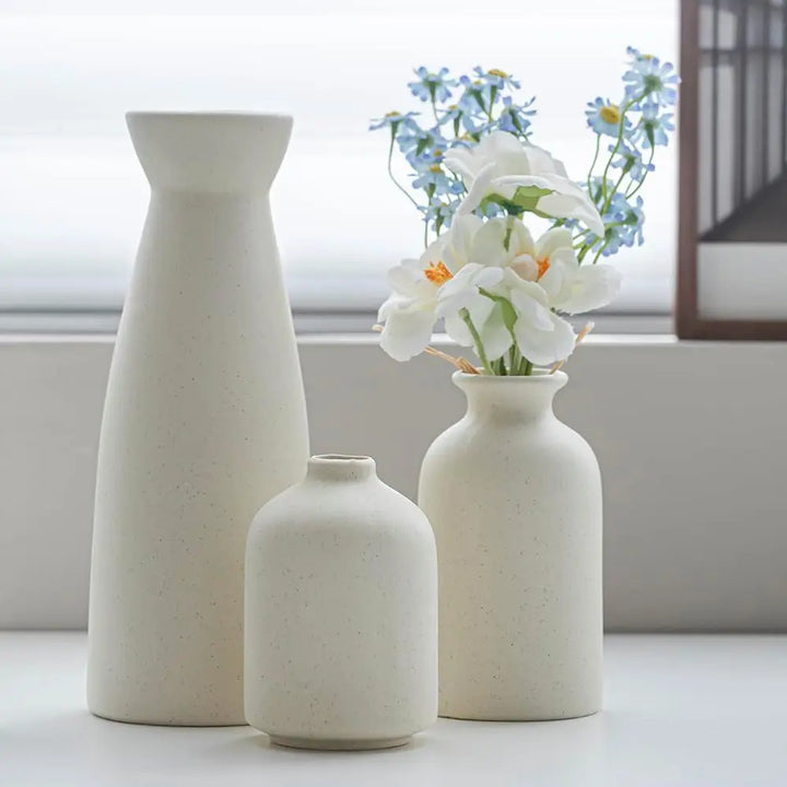 Aardstil Keramikk Vase Sett av 3 for Moderne Boho Interiører | Skanto