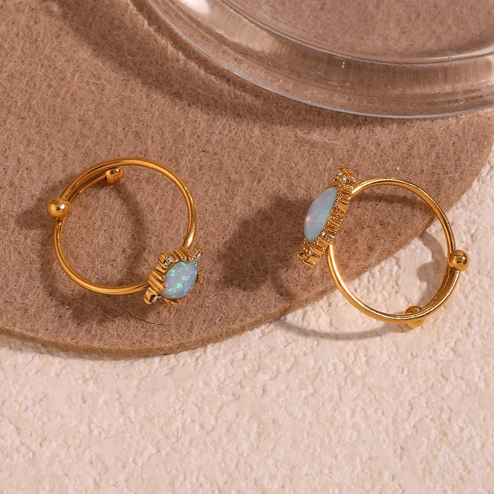Skanto | Justerbare Diamant Aksepterte Opal Iridescente Ringer