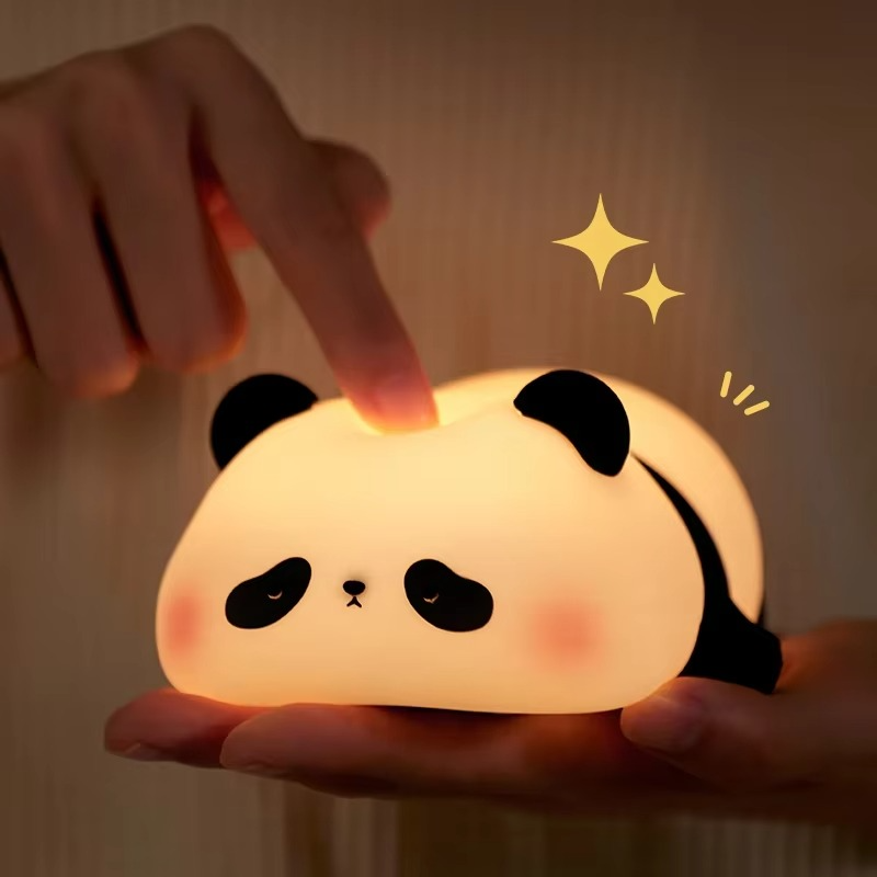 Skanto | Panda Berøringsaktivert Silikon LED Nattlampe – USB-ladbar, Synkroniserbar Myk Glød Lampe