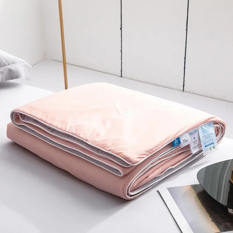 Air Condition Sommer Komforter — Ren Farge Is Silke Kjøleteppe, Lett & Glatt Twin/King Størrelse Quilt | Skanto