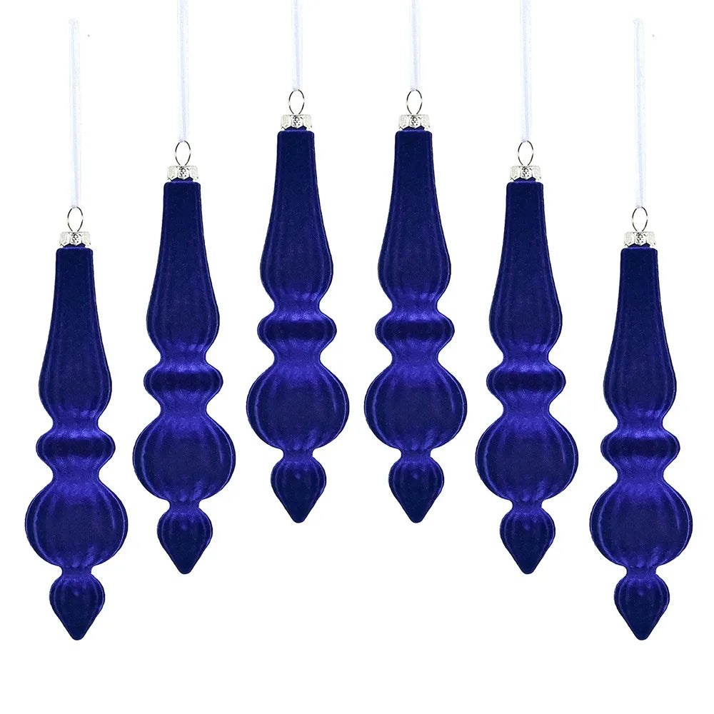 Shatterproof Velvet Christmas Baubles - Reusable Cone Hanging Decorations for Christmas Tree Decor 6PCS
