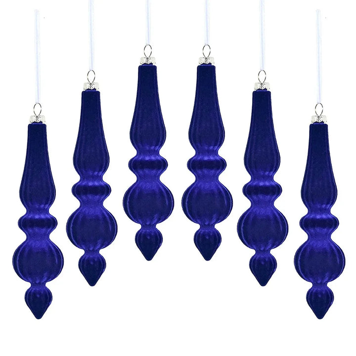 Shatterproof Velvet Christmas Baubles - Reusable Cone Hanging Decorations for Christmas Tree Decor 6PCS