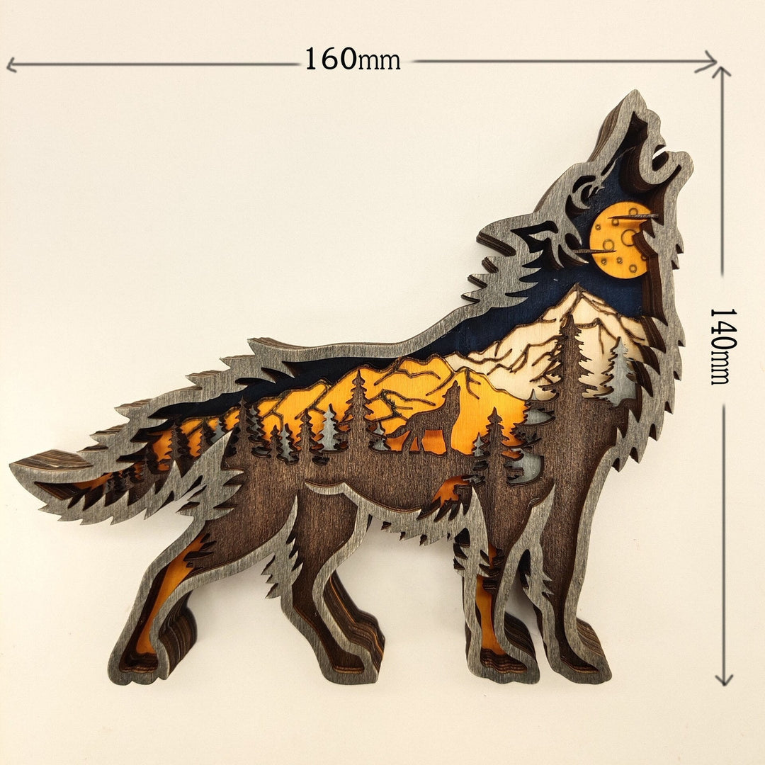Skanto | Nightglow Tremmeslipt Treverk Wolf Dekor