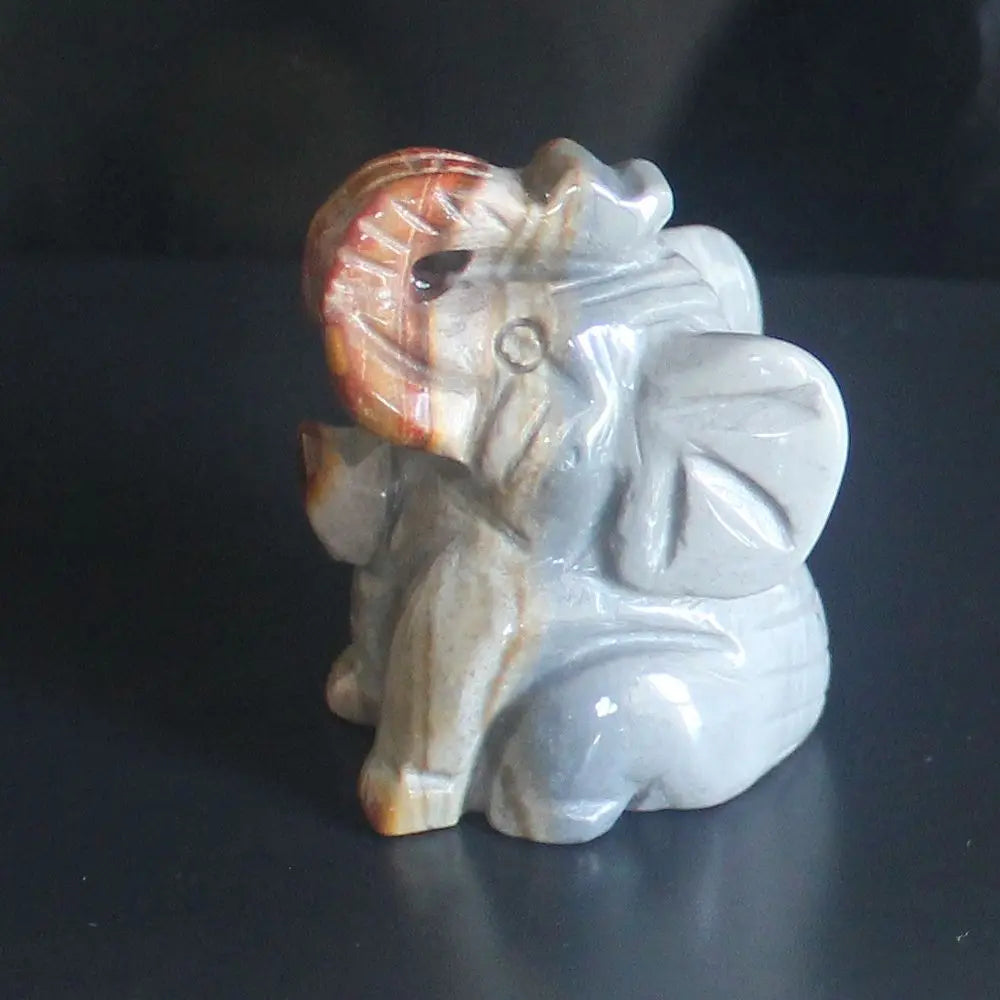 Skanto Blandede edelsten Krystall sittende Elefant Figur Dyreskulptur hjemmedekor 2''
