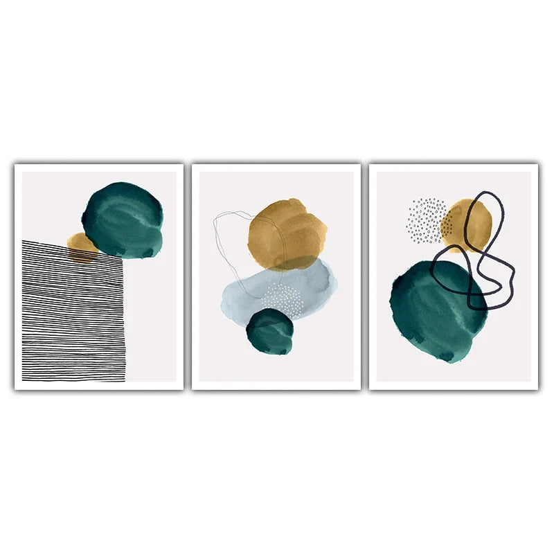 Grønn Gul Svart Abstrakt Form & Linje Minimalistisk Nordisk Veggkunst Fine Art Lerret Utskrifter Bilder For Stue Hjemme Kontor Dekor | Skanto