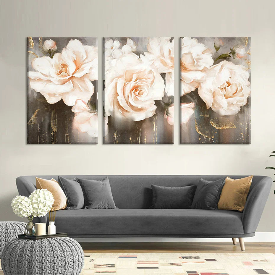 Rosa Beige Petaler Stor Floral Veggkunst Fine Art Lerretutskrifter Elegant Abstrakt Botanisk Bilde For Stue Soverom Kunst Dekor | Skanto