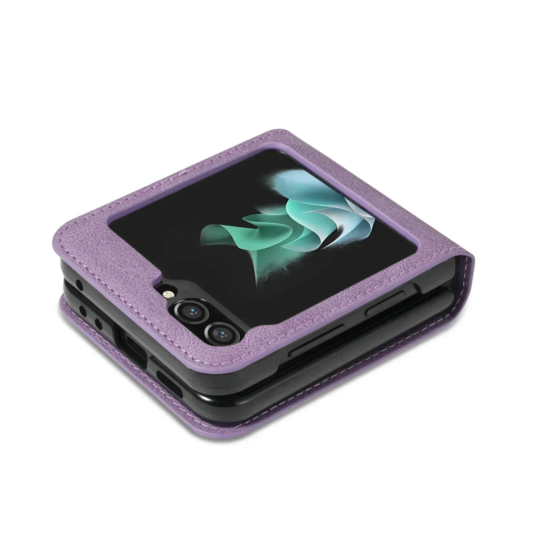 Skanto | Lær lommebokdeksel for Samsung Galaxy Z Flip-serien