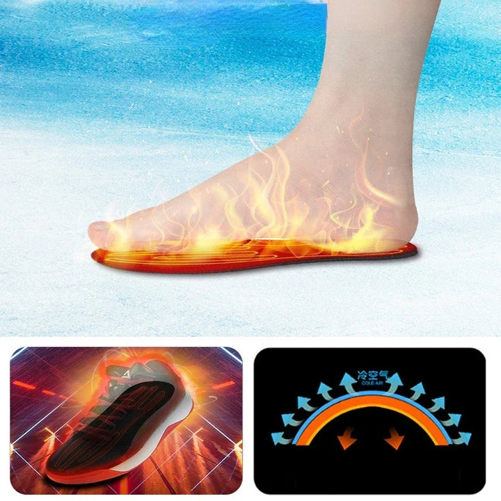 Skanto | ThermaStep USB Oppvarmede Innesåler | Tilpassbar størrelse 35–46 | Oppladbar & Vaskbar | Karbonfiber Oppvarmingsteknologi | Fotvarmer for vinter & Utendørs