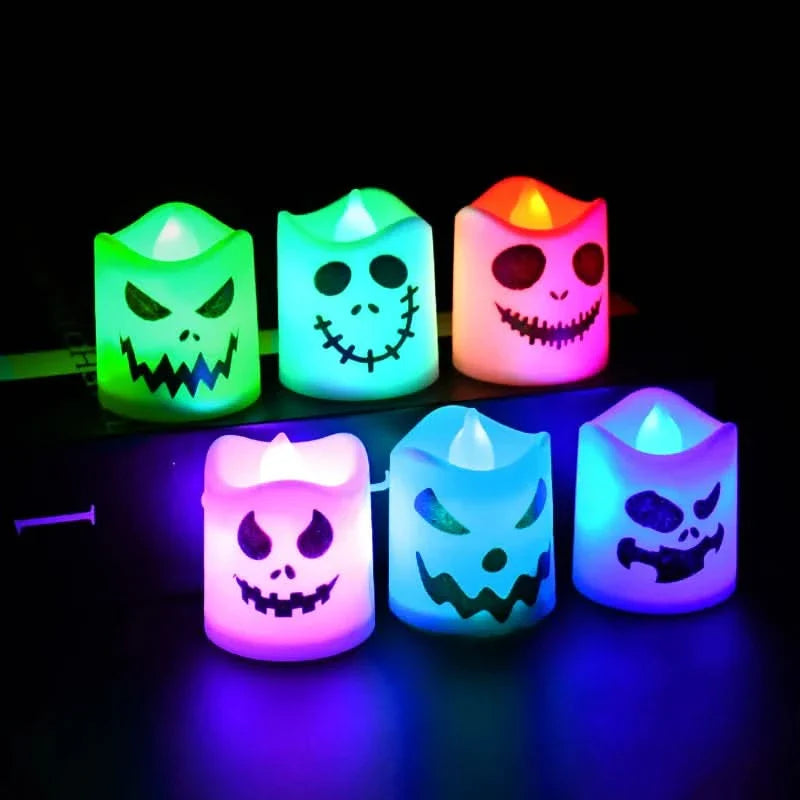 Skanto | Halloween LED Spøkelse & Gresskar Stearinlys – 6 Pakke