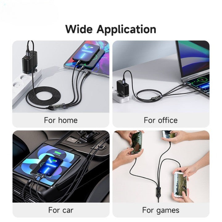 Skanto | 3i1 Digital Skjerm Rask Lading Universell Lader Kabel