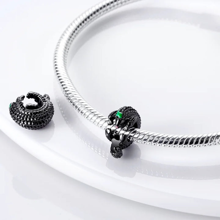 Skanto | 925 Sølv Gylden Leopard Charms Perler Fargerik Kameleon Nesehorn Løve Skarabé Katt Anheng Kompatibel med Original Pandora Armbånd Smykker