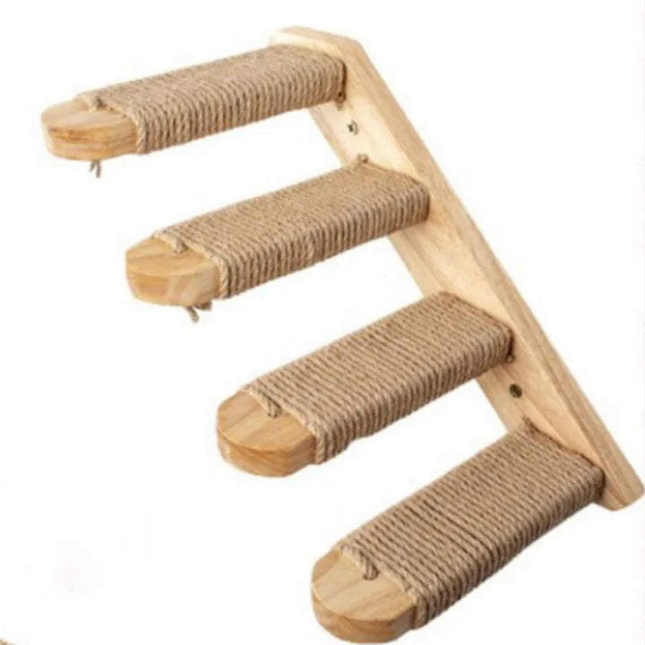 Kattestige for veggmontering laget av tre med sisal Skanto