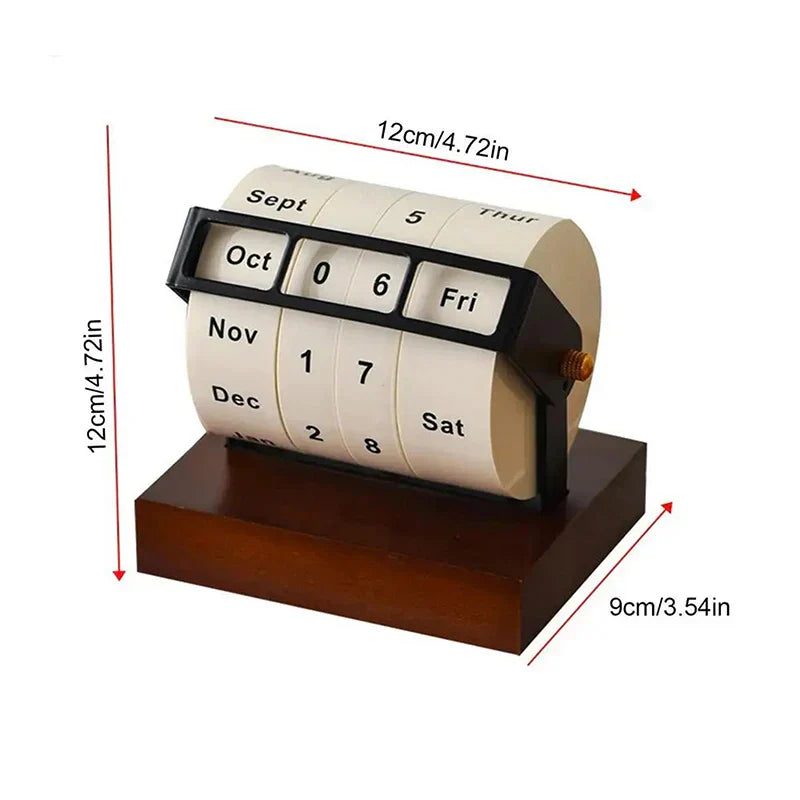 Mid-Century Rotating Wooden Perpetual Desk Calendar | Skanto